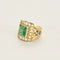 Bague 53 Bague entourage en or jaune 18k avec émeraude et diamants 58 Facettes LJ 25- 288