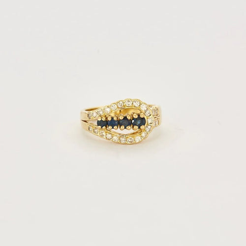 Bague 54 Bague Or jaune Saphir Diamants 58 Facettes