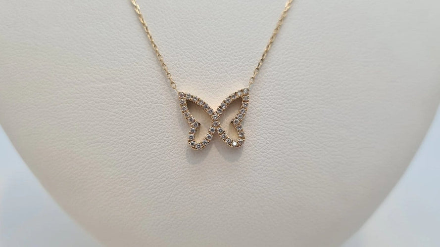 Collier Collier papillon en Or jaune & diamants 58 Facettes