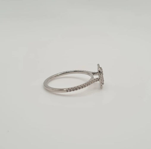 Bague 53 Bague or blanc sertie de diamants baguettes 58 Facettes