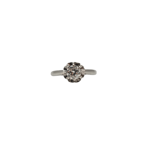 Bague 58 Bague or blanc sertie d'un diamant 58 Facettes