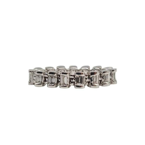Bague 53 Bague articulée or blanc sertie de diamants baguettes 58 Facettes