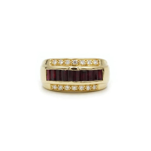 Bague 54 Bague or jaune diamants rubis 58 Facettes 240289R