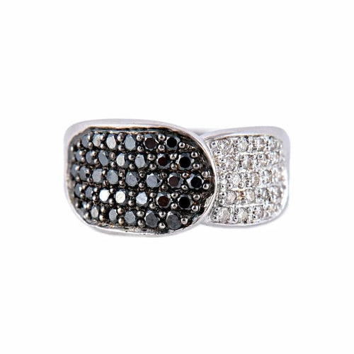 Bague 58 Bague Diamants noirs et blancs 58 Facettes