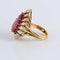 Bague 47 Bague Pierre rouge entourage 17 Diamants navettes 58 Facettes FM116