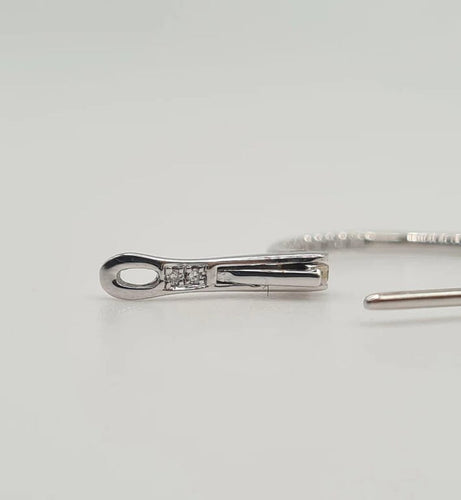 Boucles d'oreilles Créoles or blanc serties de diamants 58 Facettes