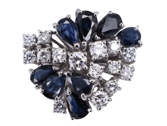 Bague 53.5 Bague Bouquet saphirs et diamants en or blanc 58 Facettes BA-510