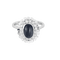 Bague 55.5 Bague à chaton ovale en or gris 18k, saphir et diamants 58 Facettes BA491