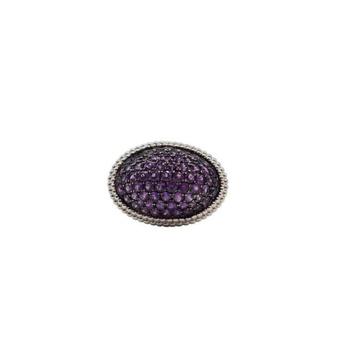 Bague 55 Bague or blanc sertie d'améthystes 58 Facettes