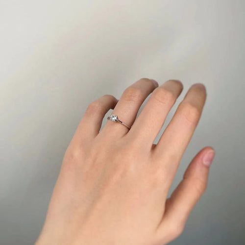 Bague 50 Solitaire or blanc diamant 0,30 carat 58 Facettes 150151R