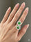 Bague 55 Bague fleur en or jaune avec cristal de roche, jade et diamant 58 Facettes
