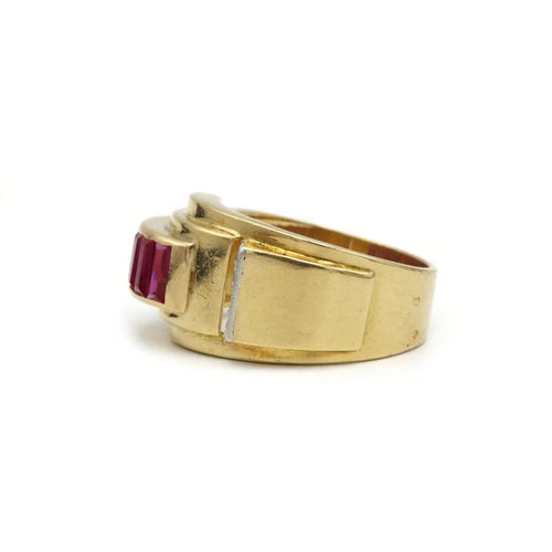 Bague 57 Bague TANK Or jaune Rubis Diamants 58 Facettes 240038R