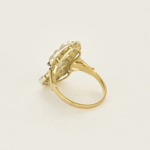 Bague 56 Bague ajourée volutes en or jaune 18k et argent, diamants et saphirs 58 Facettes LJBAV2