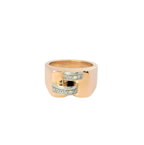 Bague 56 Bague Tank en or rose 18 carats et diamants 58 Facettes 25376