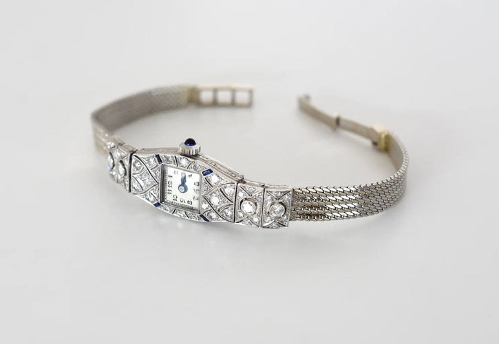 Montre Chopard - Montre femme Art déco en platine, or blanc 14 K et diamants 58 Facettes CHO-100