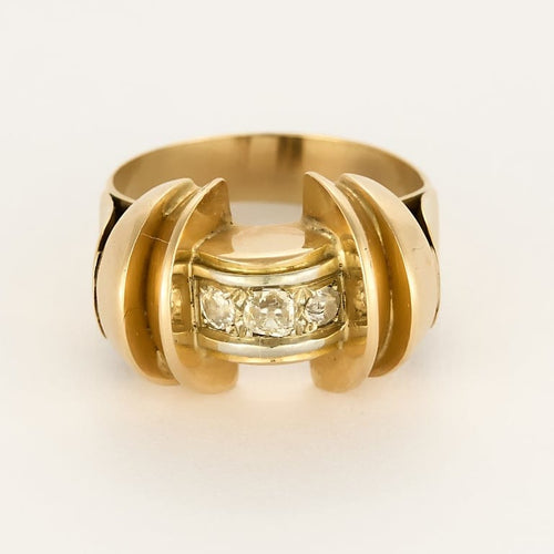 Bague 57 Bague Tank en or jaune et diamants 58 Facettes RAM3338X2