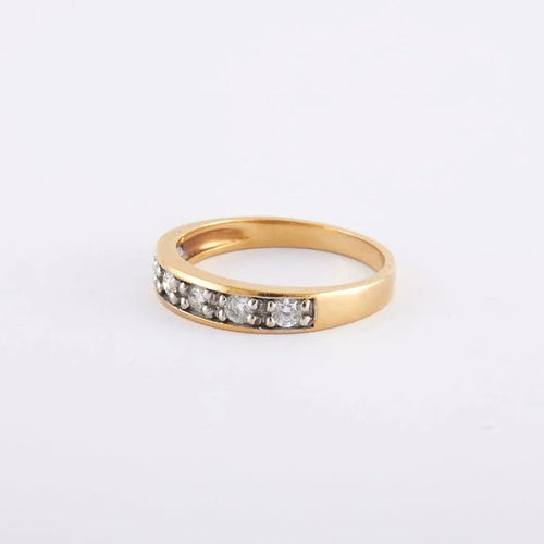 Bague 54 / Jaune / Or 750 Demi-alliance 6 Diamants 58 Facettes 220109R