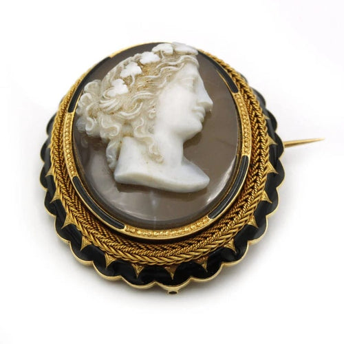 Broche Broche - Or, Camée Agate, Email 58 Facettes 250056R