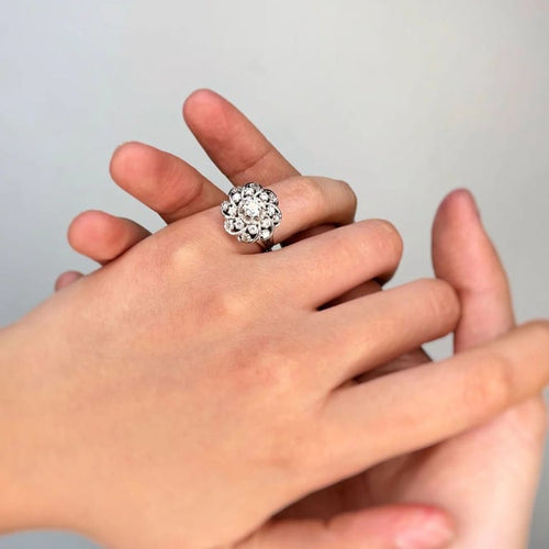 Bague 48 Bague Marguerite - Or blanc, Platine & Diamants 58 Facettes 250422R