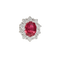 Bague 59 Bague entourage en or blanc 14 carats avec rubis et diamants 58 Facettes