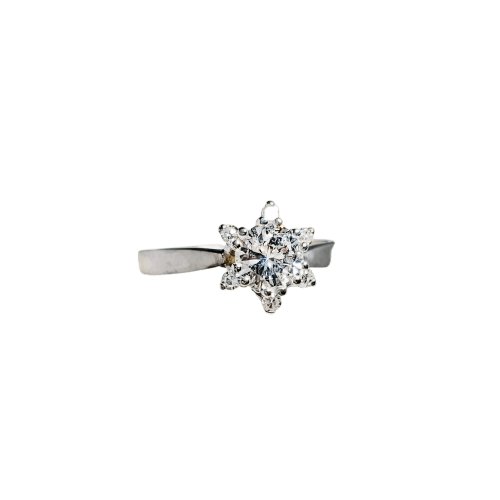 Bague 56 Bague solitaire en or blanc 585 avec diamants 58 Facettes 3026