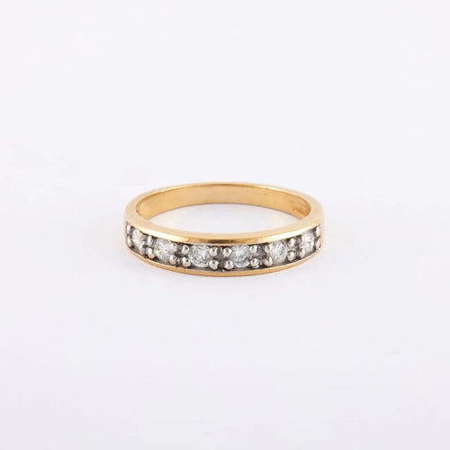Bague 54 / Jaune / Or 750 Demi-alliance 6 Diamants 58 Facettes 220109R