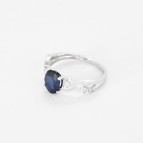 Bague 54 Bague Solitaire en or blanc, saphir et diamants 58 Facettes POI0555