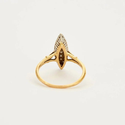 Bague 57 Bague marquise or gris et jaune pavée de diamants 58 Facettes GU25