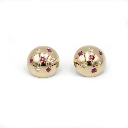 Boucles d'oreilles Boucles d'oreilles or jaune diamants rubis 58 Facettes 240045SP