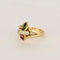 Bague or jaune, tourmaline rose et verte et diamants 58 Facettes AUX1017