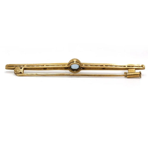 Broche Broche Barrette - Or jaune, Platine, Aigue-Marine & Diamants 58 Facettes 250389R