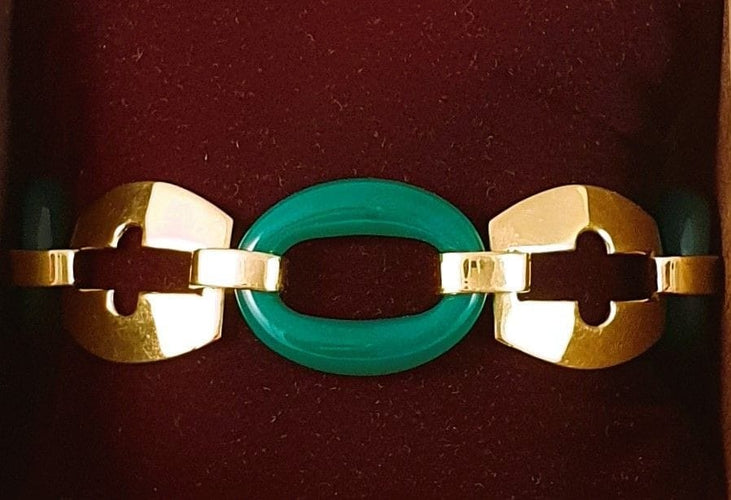 Bracelet Bracelet Art Déco Or jaune Chrysoprase 58 Facettes C 241