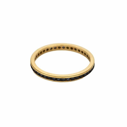 Bague 59.5 Alliance en or jaune et saphirs 58 Facettes CHAL01932