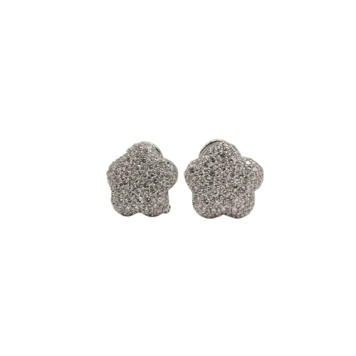 Boucles d'oreilles Boucles d’oreilles or blanc 18 carats fleurs en diamants naturels 58 Facettes