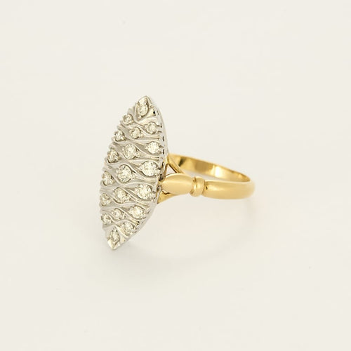 Bague 57 Bague marquise en or blanc, or jaune et diamants 58 Facettes MONTG0047