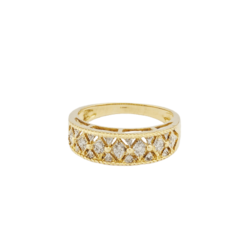 Bague 58 Bague demi-alliance en or jaune 18 carats et 7 diamants 58 Facettes 32619