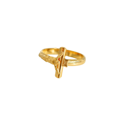 Bague 56 Bague vintage motif crucifix en or jaune 18 carats 58 Facettes