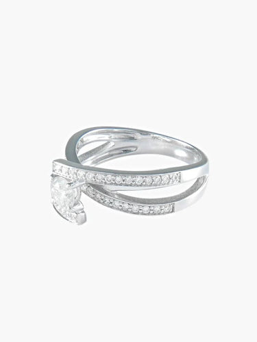 Bague 52 Bague solitaire jonc/brillant en or palladié et diamants 58 Facettes 41200245