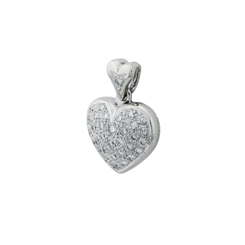 Pendentif Pendentif cœurs en or blanc 18 carats et diamants 58 Facettes 33375