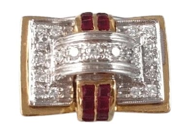 Bague 57 Bague tank 2 Ors Diamants Rubis 58 Facettes 1268  Mxae
