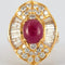 Bague 45 Bague - Rubis cabochon en or jaune 18k et diamants 58 Facettes ALGU21
