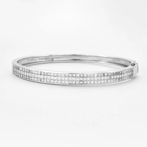Bracelet Bracelet or blanc 18 carats serti diamants baguette 58 Facettes