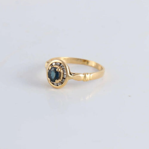 Bague 54 Bague Saphir entourage Diamants 58 Facettes FM54