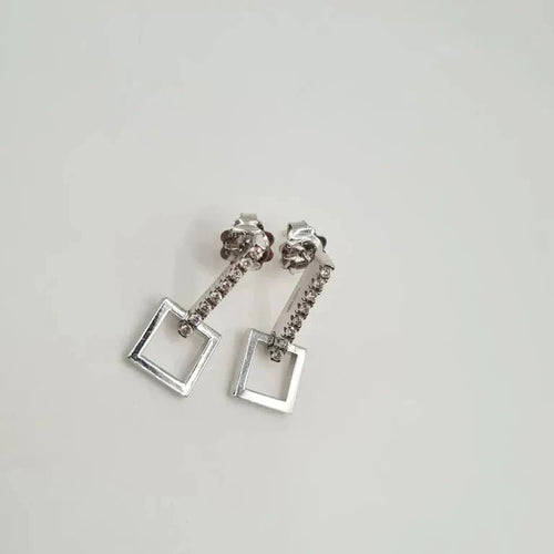 Boucles d'oreilles Boucles d’oreilles carrées or blanc 18 carats serties de diamants 58 Facettes