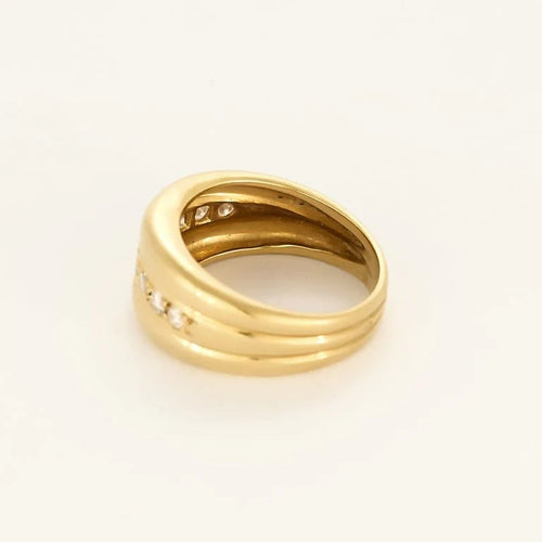 Bague 59 Bague jonc godronnée en or jaune et diamants 58 Facettes PAL3880