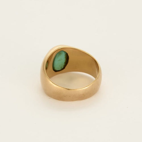 Bague 50 Bague chevalière en or jaune et turquoise 58 Facettes RAM3379