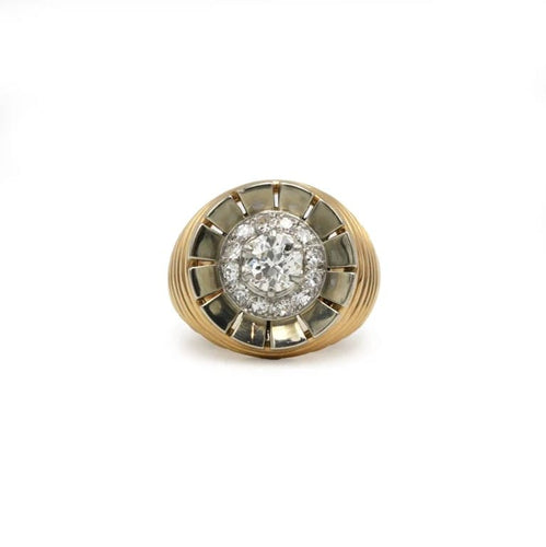 Bague 51 Bague Godronnée - Or jaune, Platine & Diamants 58 Facettes 250060SP
