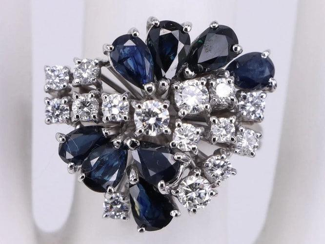 Bague 53.5 Bague Bouquet saphirs et diamants en or blanc 58 Facettes BA-510