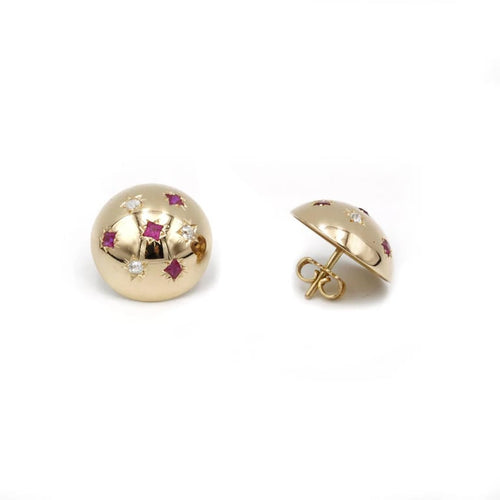Boucles d'oreilles Boucles d'oreilles or jaune diamants rubis 58 Facettes 240045SP