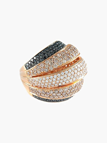 Bague 51.5 Bague pavée en or rose et diamants blancs, bruns et noirs 58 Facettes 422 50057